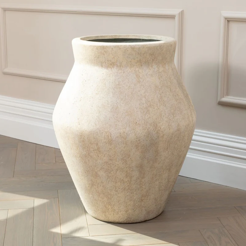 Cream Ceramic Vase with Artificial Eucalyptus Plant - Home Decor (80 chars)