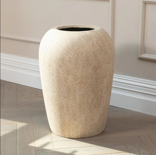 Cream Ceramic Planter with Faux Eucalyptus Plant - Indoor Home Decor